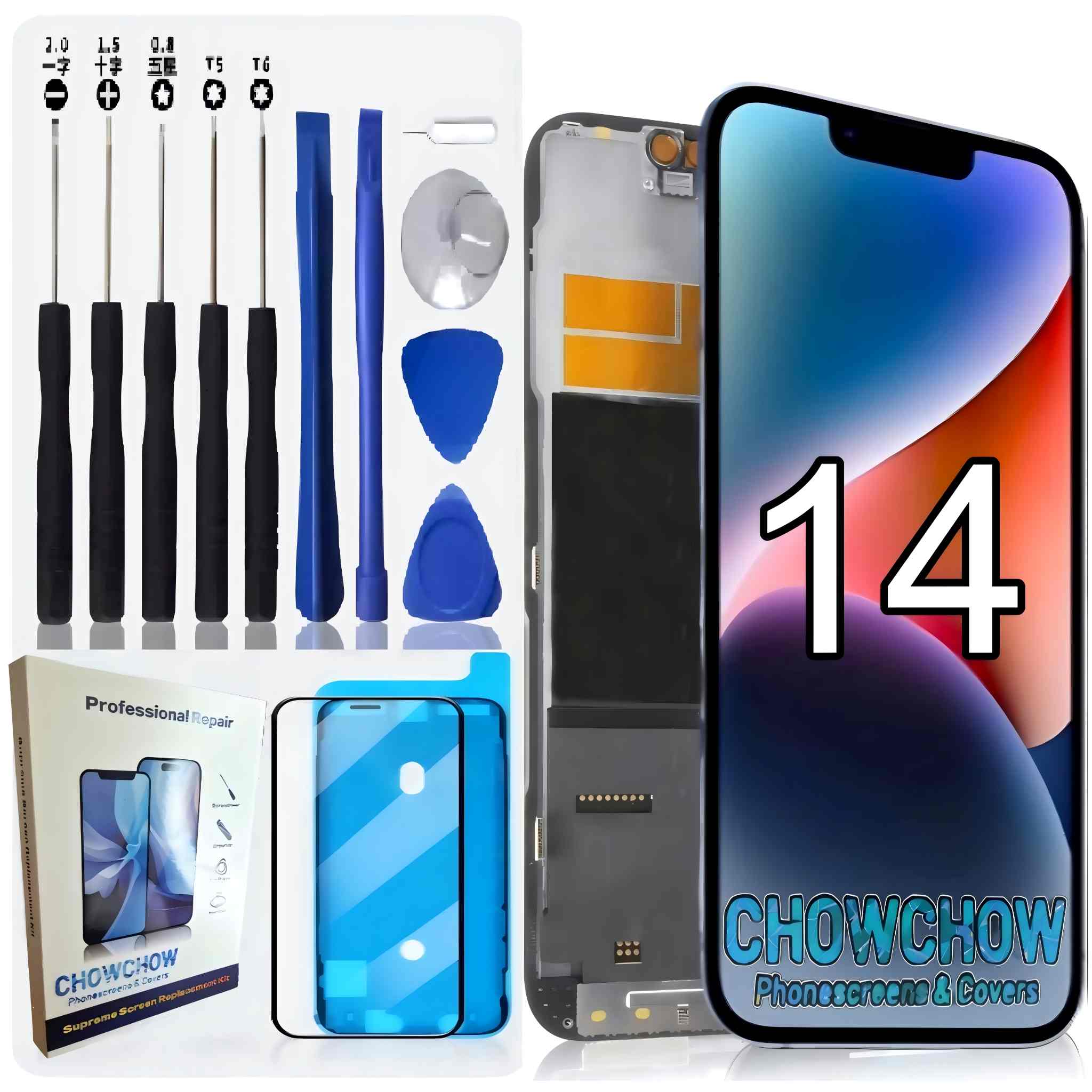 iPhone 14 (6.1″) Screen Replacement Kit – LCD/OLED-Type Incell Display with Frame & Tools | A-Grade OEM Tested | 2025 Version | UK Stock – Chowchow Electronics