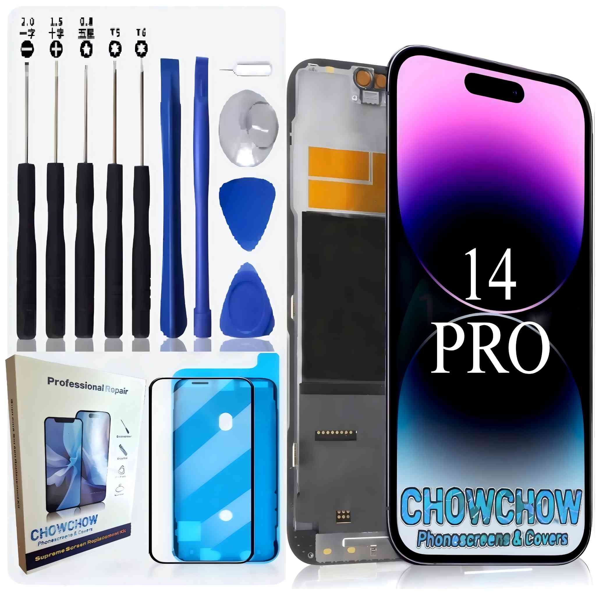 iPhone 14 Pro (6.1″) Screen Replacement Kit – LCD/OLED-Type Incell Display with Frame & Tools | A-Grade OEM Tested | 2025 Version | UK Stock – Chowchow Electronics