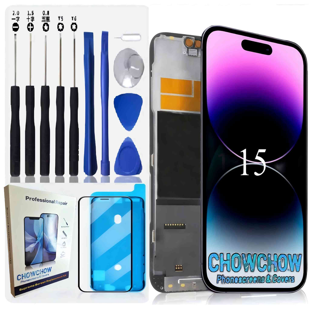 iPhone 15 (6.1″) Screen Replacement Kit – LCD/OLED-Type Incell Display with Frame & Tools | A-Grade OEM Tested | 2025 Version | UK Stock – Chowchow Electronics