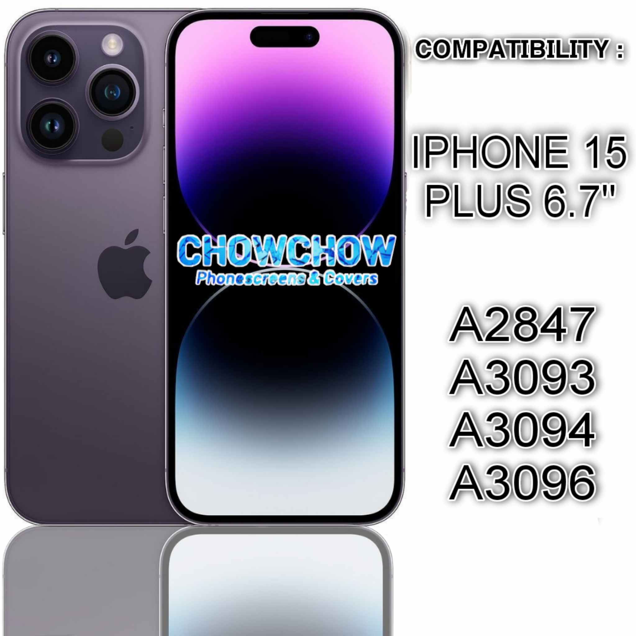 iPhone 15 Plus (6.7″) Screen Replacement Kit – LCD/OLED-Type Incell Display with Frame & Tools | A-Grade OEM Tested | 2025 Version | UK Stock – Chowchow Electronics