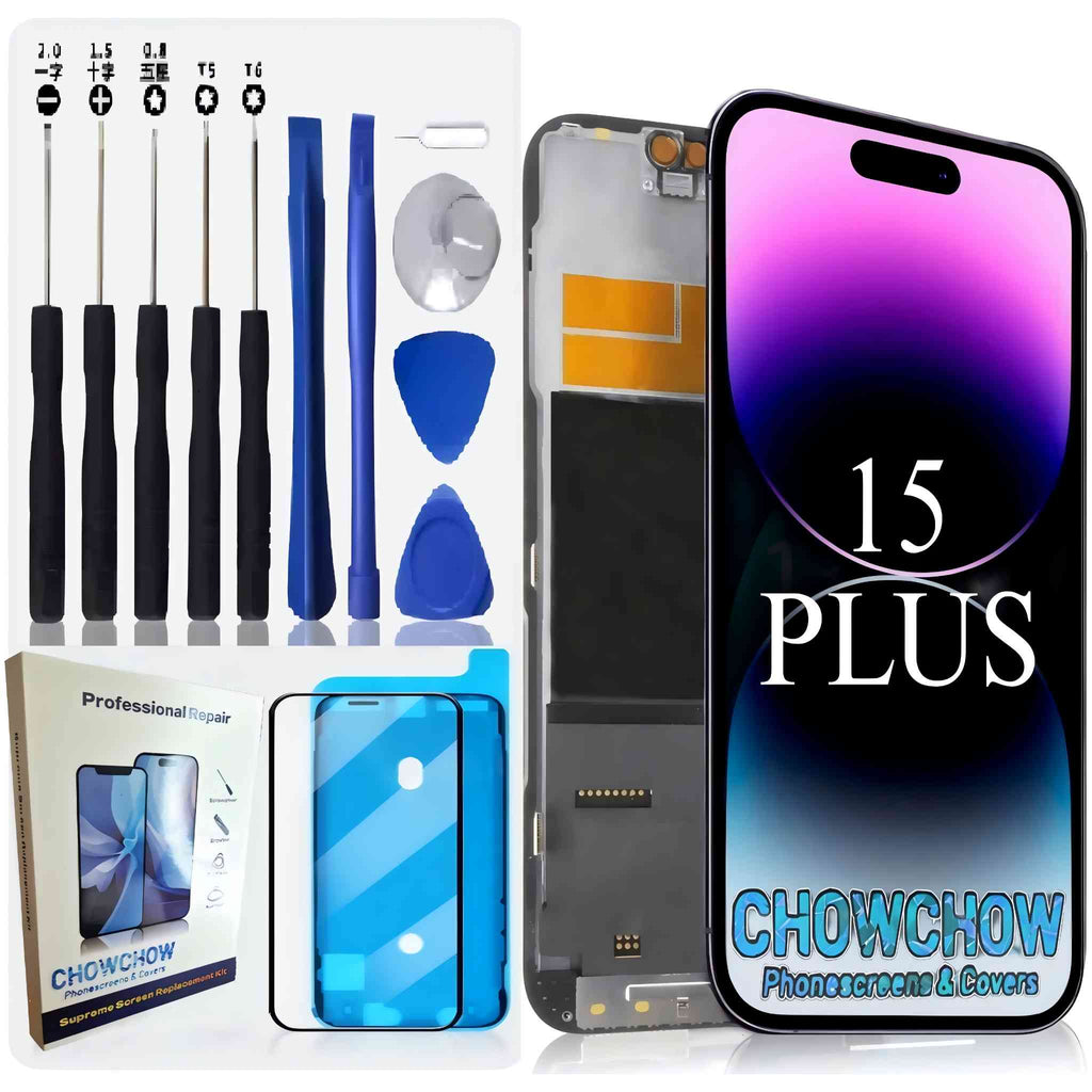 iPhone 15 Plus (6.7″) Screen Replacement Kit – LCD/OLED-Type Incell Display with Frame & Tools | A-Grade OEM Tested | 2025 Version | UK Stock – Chowchow Electronics