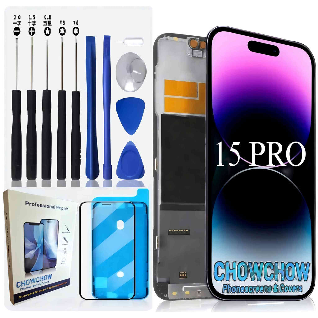 iPhone 15 Pro (6.1″) Screen Replacement Kit – LCD/OLED-Type Incell Display with Frame & Tools | A-Grade OEM Tested | 2025 Version | UK Stock – Chowchow Electronics