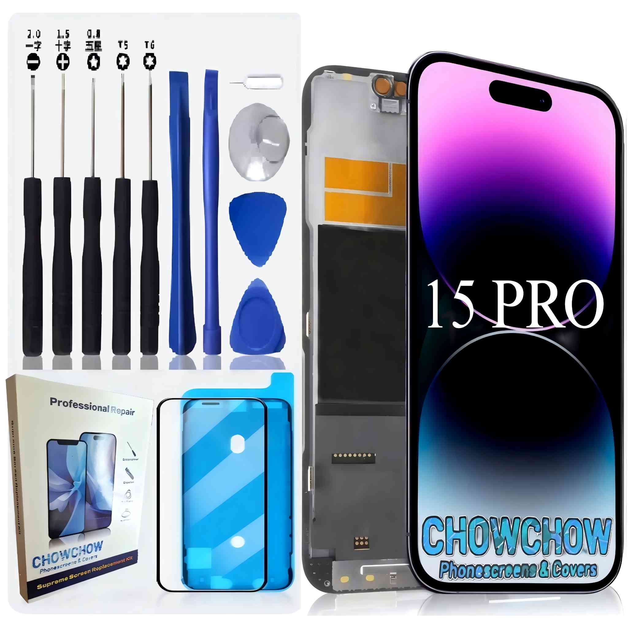 iPhone 15 Pro (6.1″) Screen Replacement Kit – LCD/OLED-Type Incell Display with Frame & Tools | A-Grade OEM Tested | 2025 Version | UK Stock – Chowchow Electronics