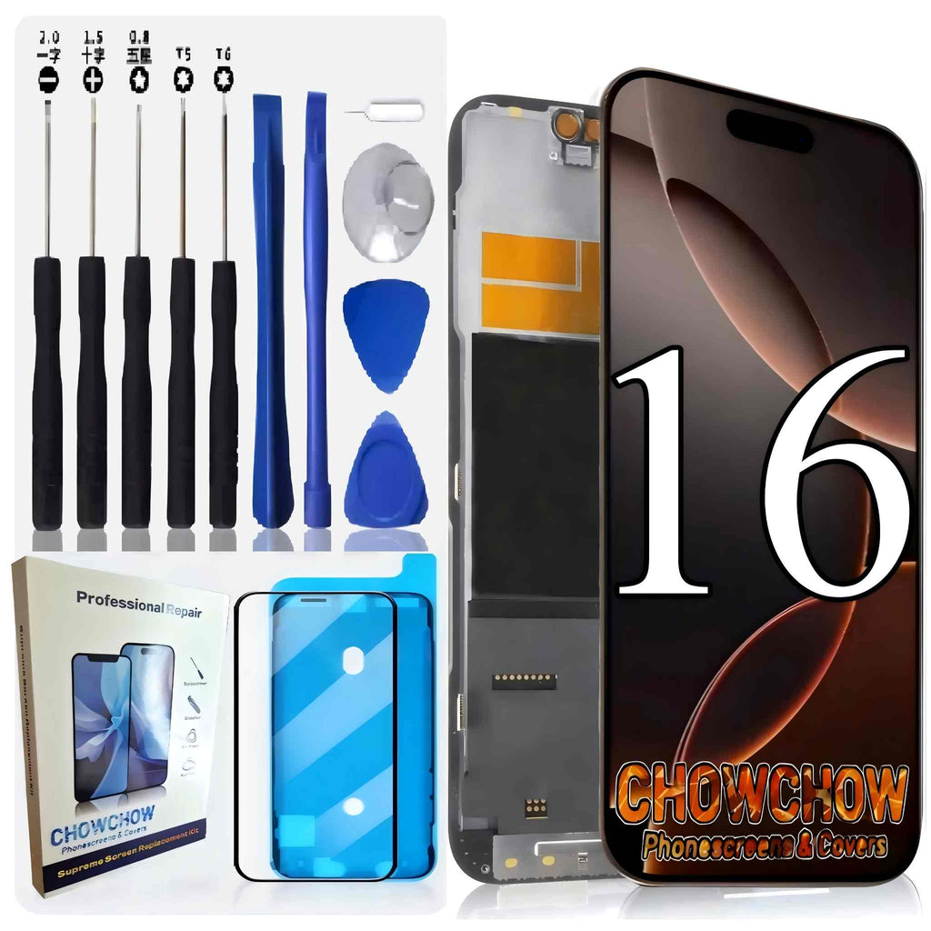iPhone 16 (6.1″) Screen Replacement Kit – LCD/OLED-Type Incell Display with Frame & Tools | A-Grade OEM Tested | 2025 Version | UK Stock – Chowchow Electronics