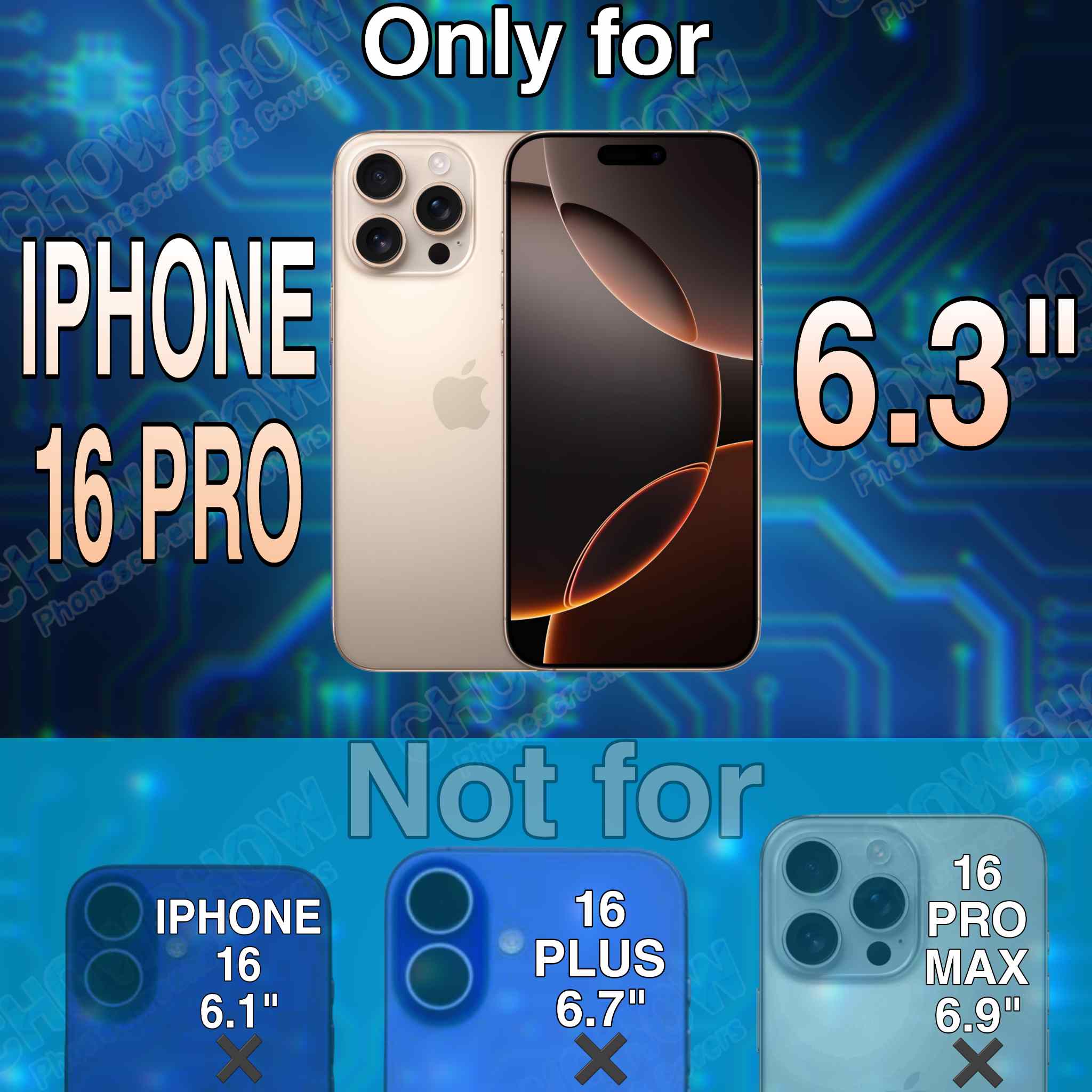 iPhone 16 Pro (6.3″) Screen Replacement Kit – LCD/OLED-Type Incell Display with Frame & Tools | A-Grade OEM Tested | 2025 Version | UK Stock – Chowchow Electronics