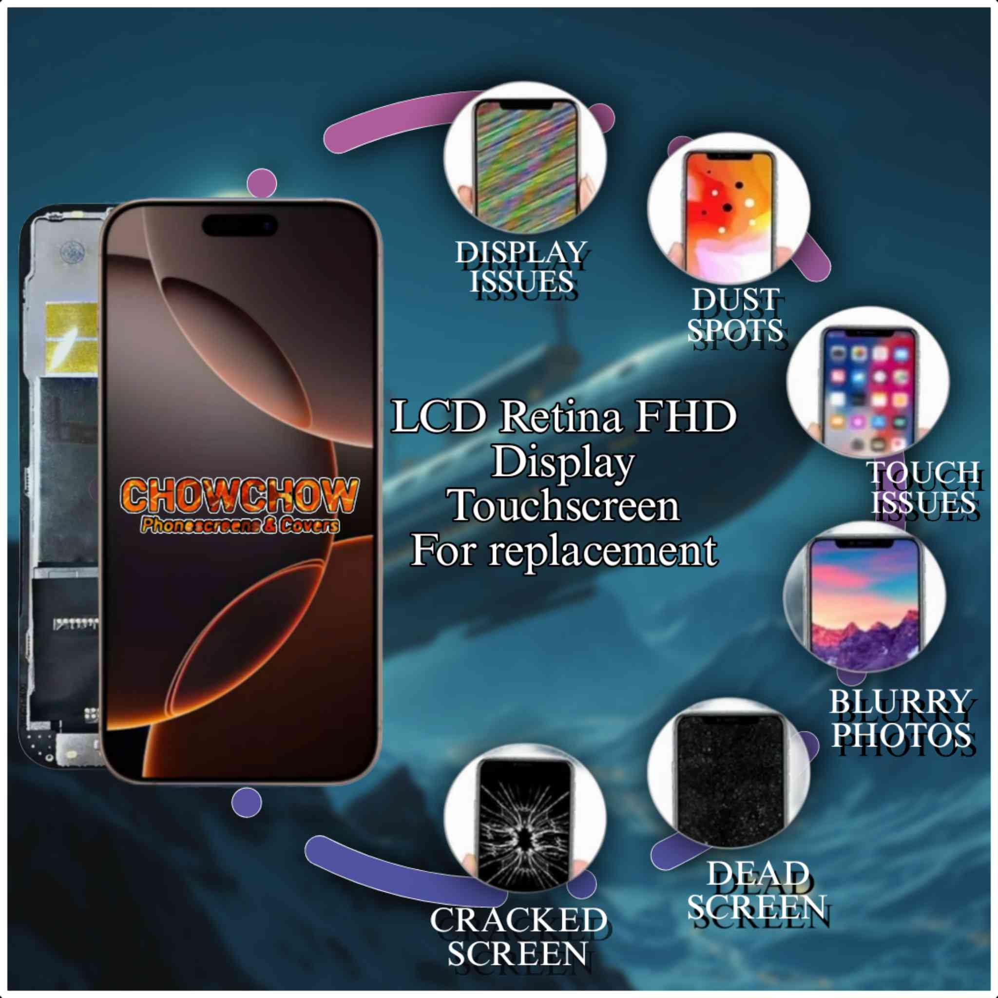 iPhone 16 Pro Max (6.9″) Screen Replacement Kit – LCD/OLED-Type Incell Display with Frame & Tools | A-Grade OEM Tested | 2025 Version | UK Stock – Chowchow Electronics