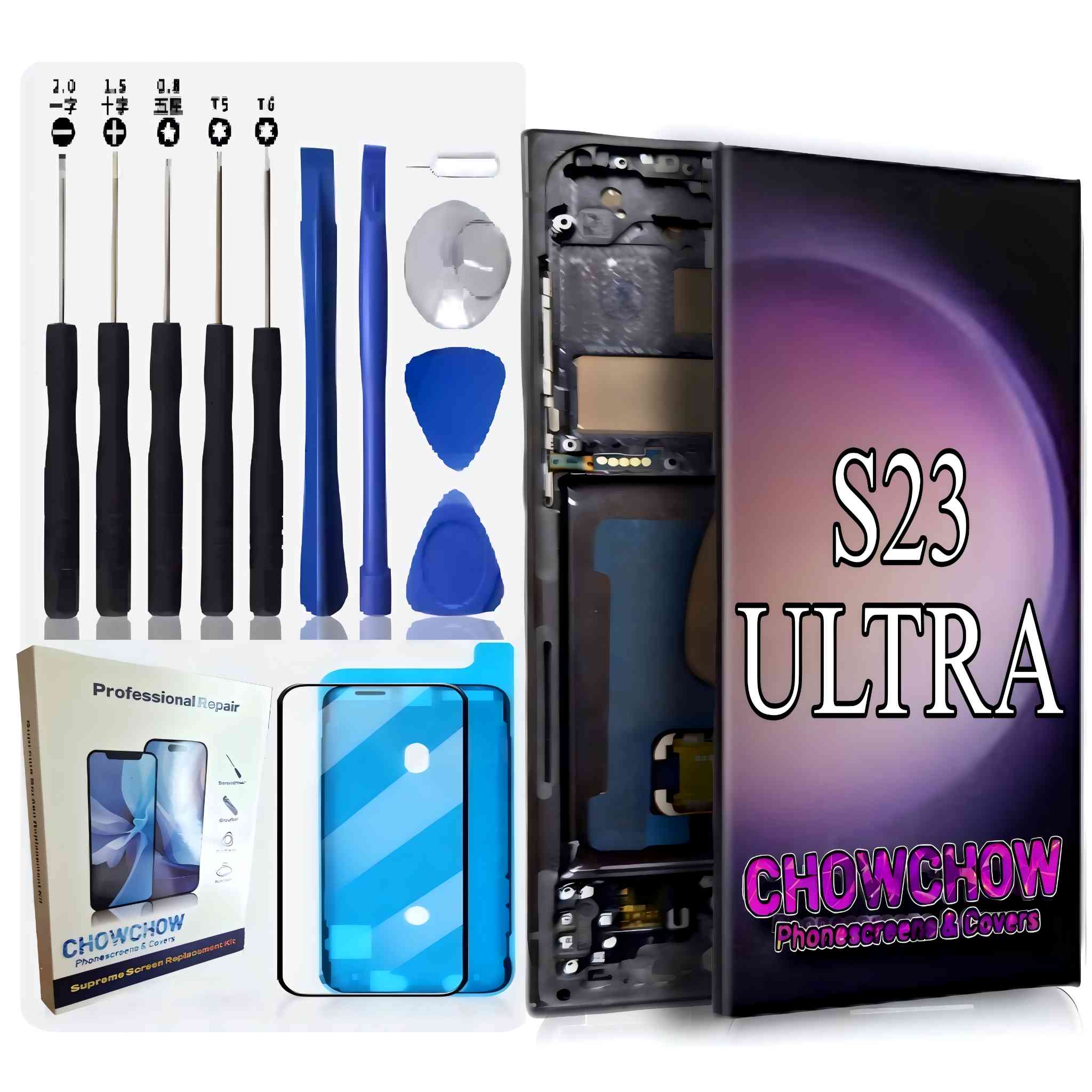 Samsung Galaxy S23 Ultra (6.8″) Screen Replacement Kit – LCD/OLED-Type Incell Display with Frame & Tools | A-Grade OEM Tested | 2025 Version | UK Stock – Chowchow Electronics